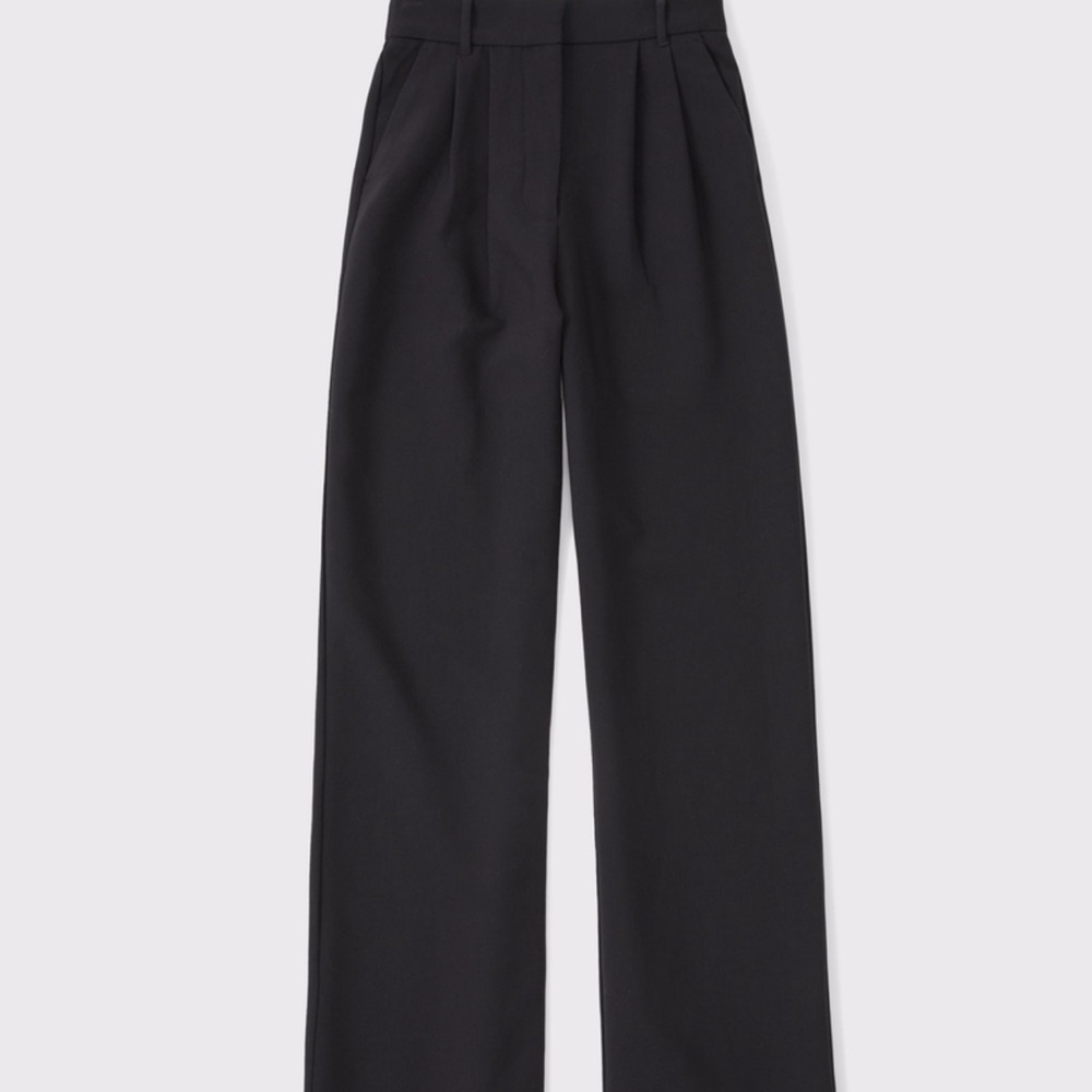 Abercrombie Sloan Tailored Curve Love Black Wide Leg High Waisted Pants